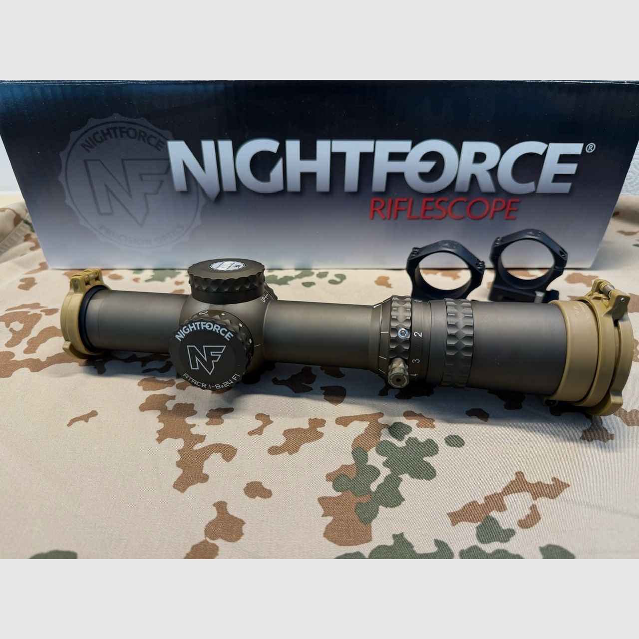 Nightforce ATACR 1-8x24 F1 FDE incluso montaggio anello Nightforce – Ottime condizioni
