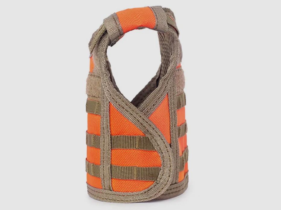 Mini Schutzweste für Bierflasche / Weinflasche / Thermosflasche - Orangerot