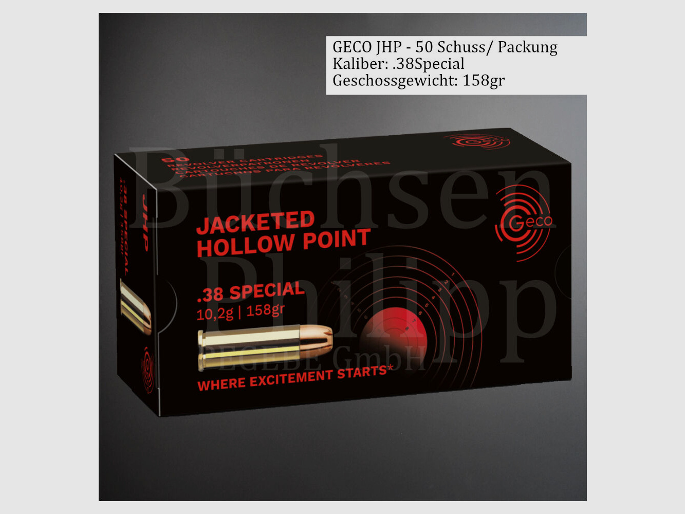 GECO	 .38Special 158gr Hohlspitz