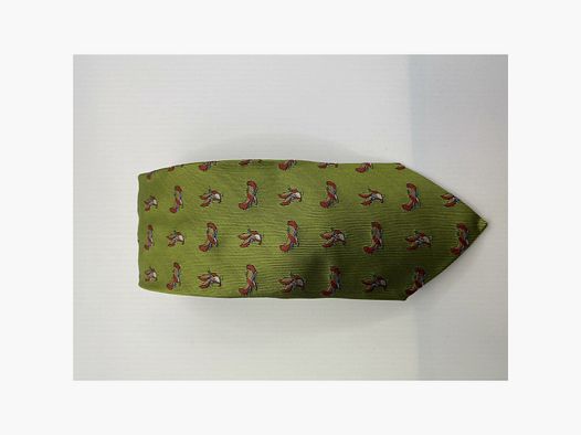 Robert Keyte tie 100% silk green motif duck