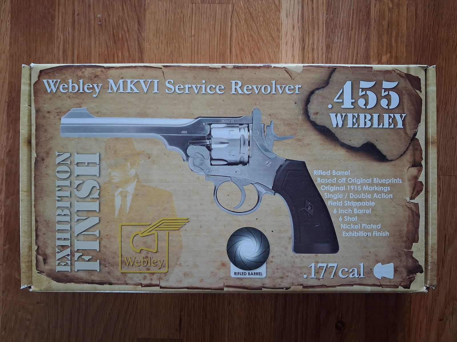 Webley .455 MK VI Service Revolver - CO2 4,5mm Diabolos, canna rigata, CROMO