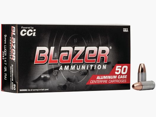 CCI Blazer Aluminum 9mm Luger 147GR TMJ 50 cartridges