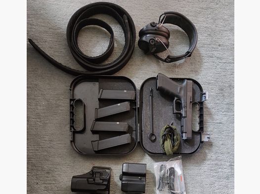 GLOCK34 Gen4 mit 4 Magazinen, Gehörschutz MSA, Holster, Magazinträger. 
