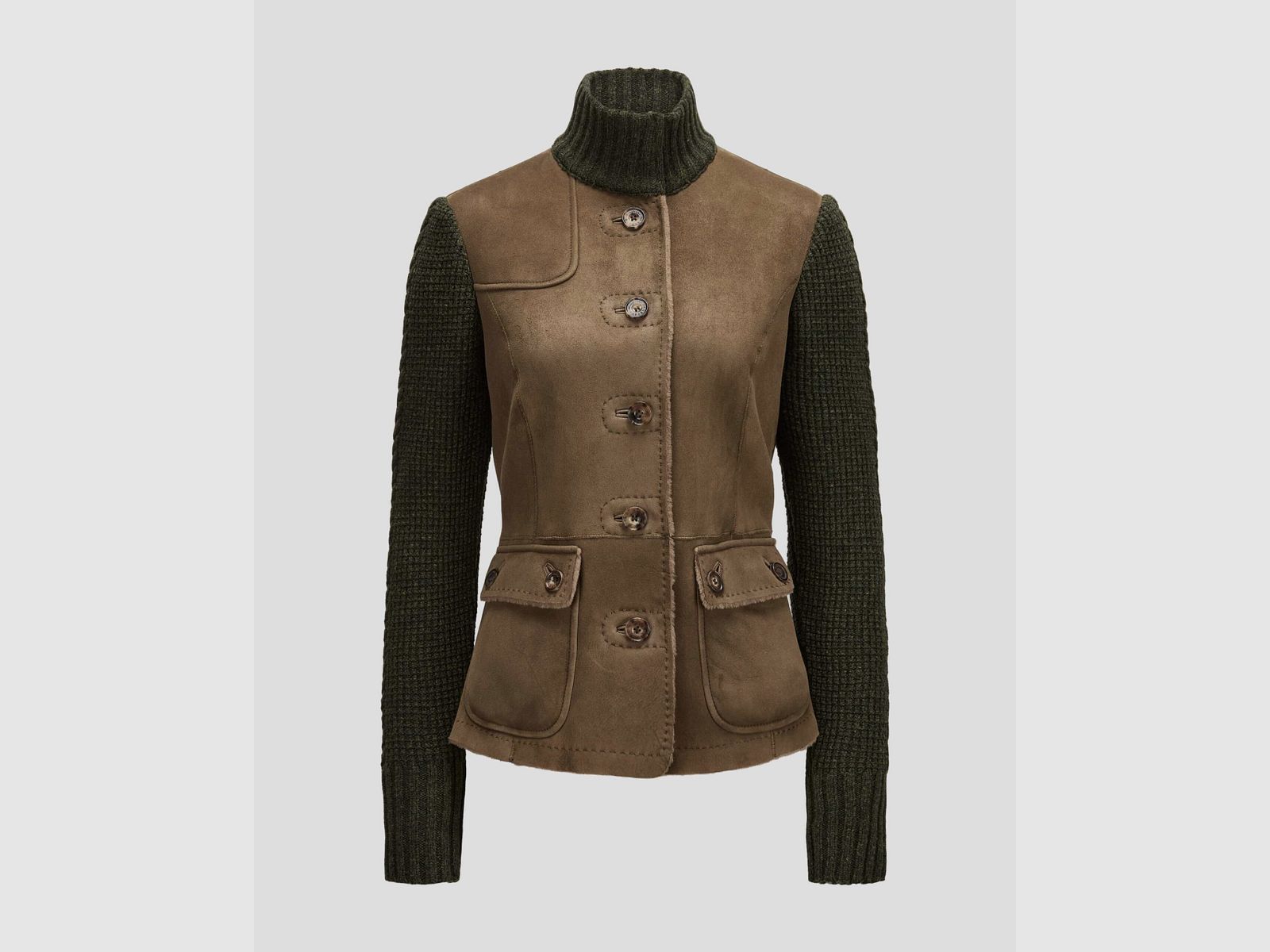Habsburg Chaqueta híbrida de cuero de cordero Hollenburg en Oliva, imagen 1 de 6