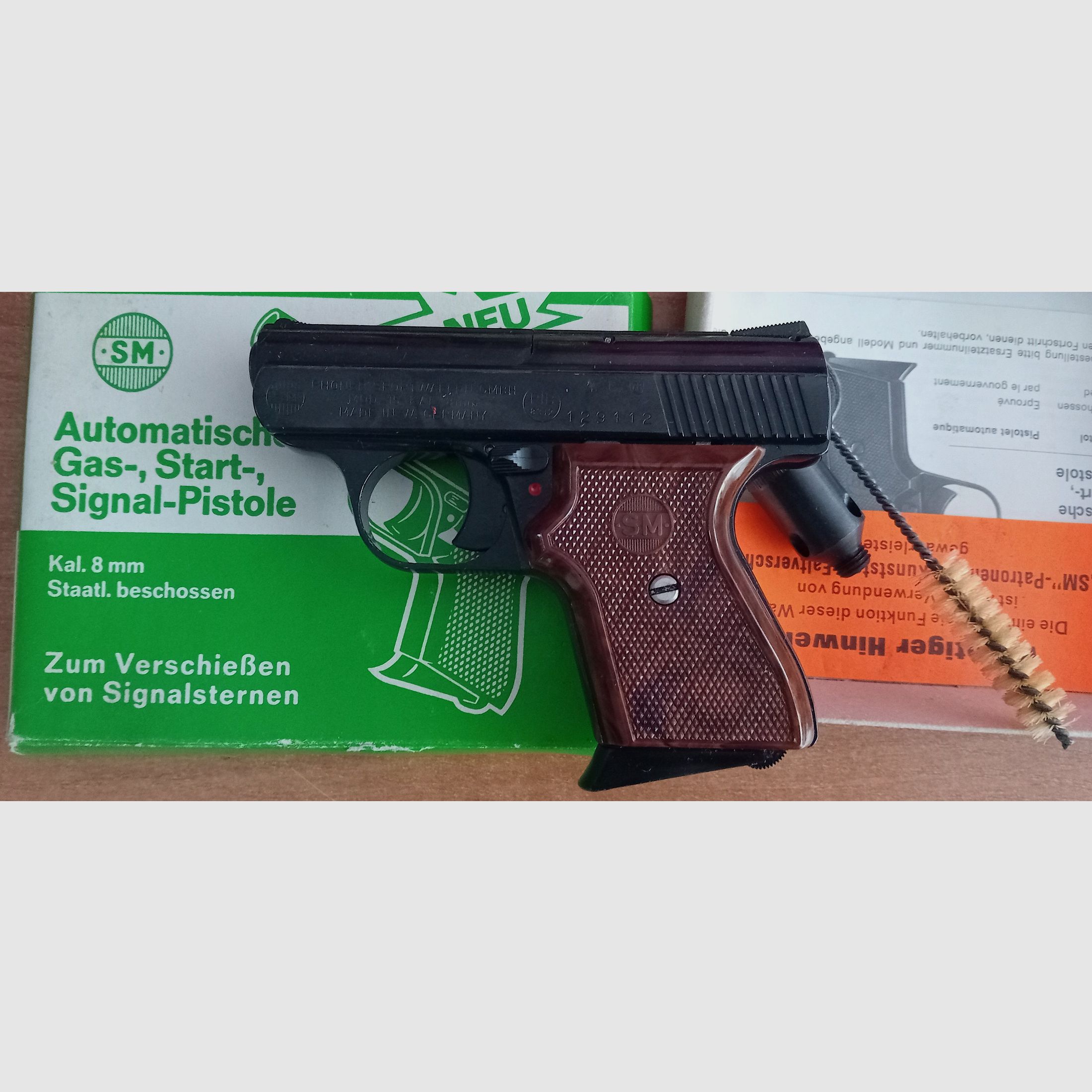 Alte Rhöner SM 15 Kal. 8 mm Knall im PTB 83/2 mit Verpackung!, Bild 2 von 8