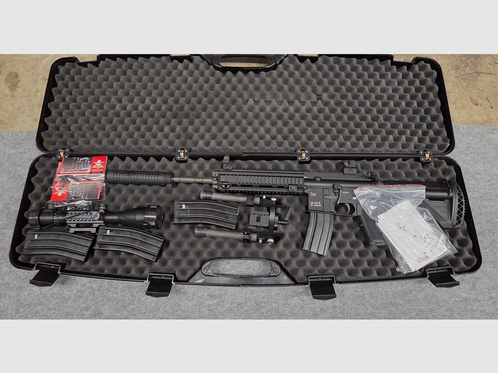 Neuwertige Gas Blowback HK416  GBB mit V3 Nozzle Stahl Bolt viel neues Zubehör Tuning Softair Gewehr ab 18 Jahre 6mm BB