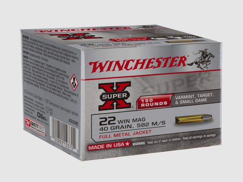 Winchester SuperX Full Metal Jacket 2,6g - 40gr. .22WinMag 150 paq.