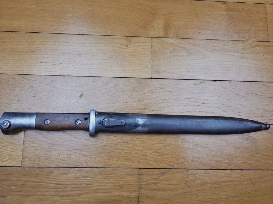 Rare Baïonnette 84/98 2° type – fabrication « Bontgen & Sabin » – Solingen – Fourreau d&rsquo;origine – 1° GM – TTBE, image 17 sur 18