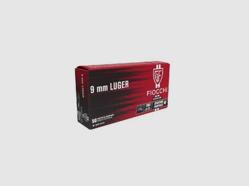MUNICIÓN FIOCCHI 9MM FMJ 115GR X50