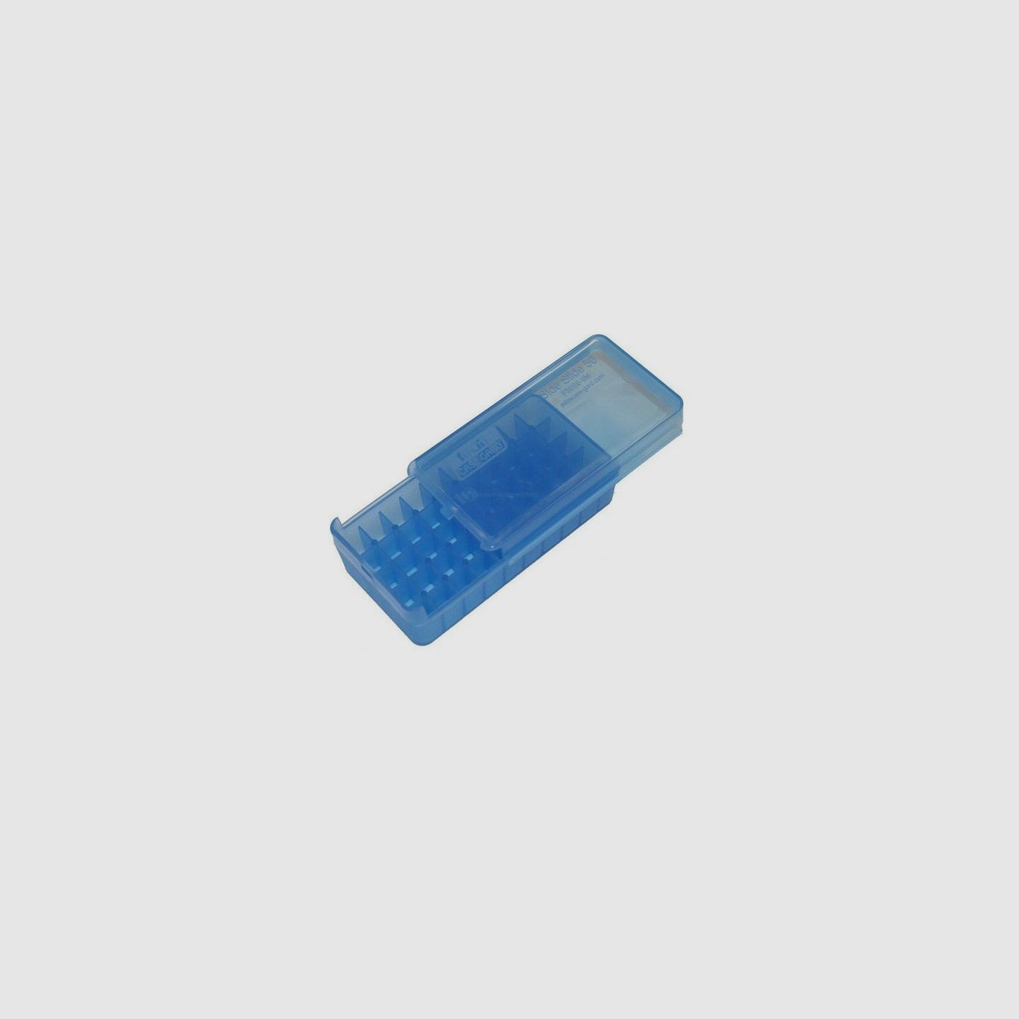 MTM – Schiebebox für Munition – 9 mm Luger, Makarov, Fassungsvermögen 50 Stück, blau