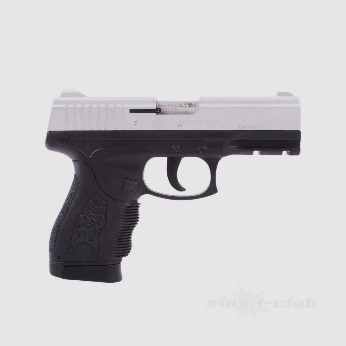 Retay PT-23 9mm P.A.K. nickel-colored Cerakote finish