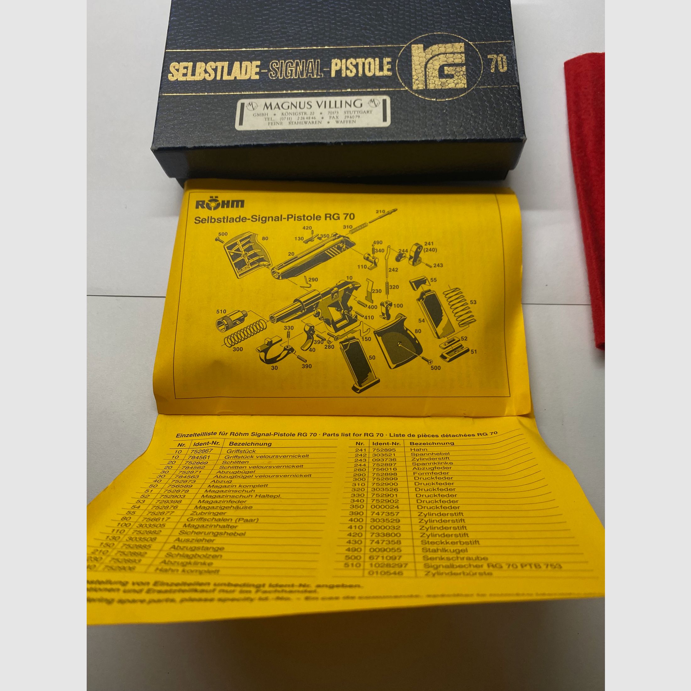 Rhöm RG 70 blank firing gun original packaging instructions