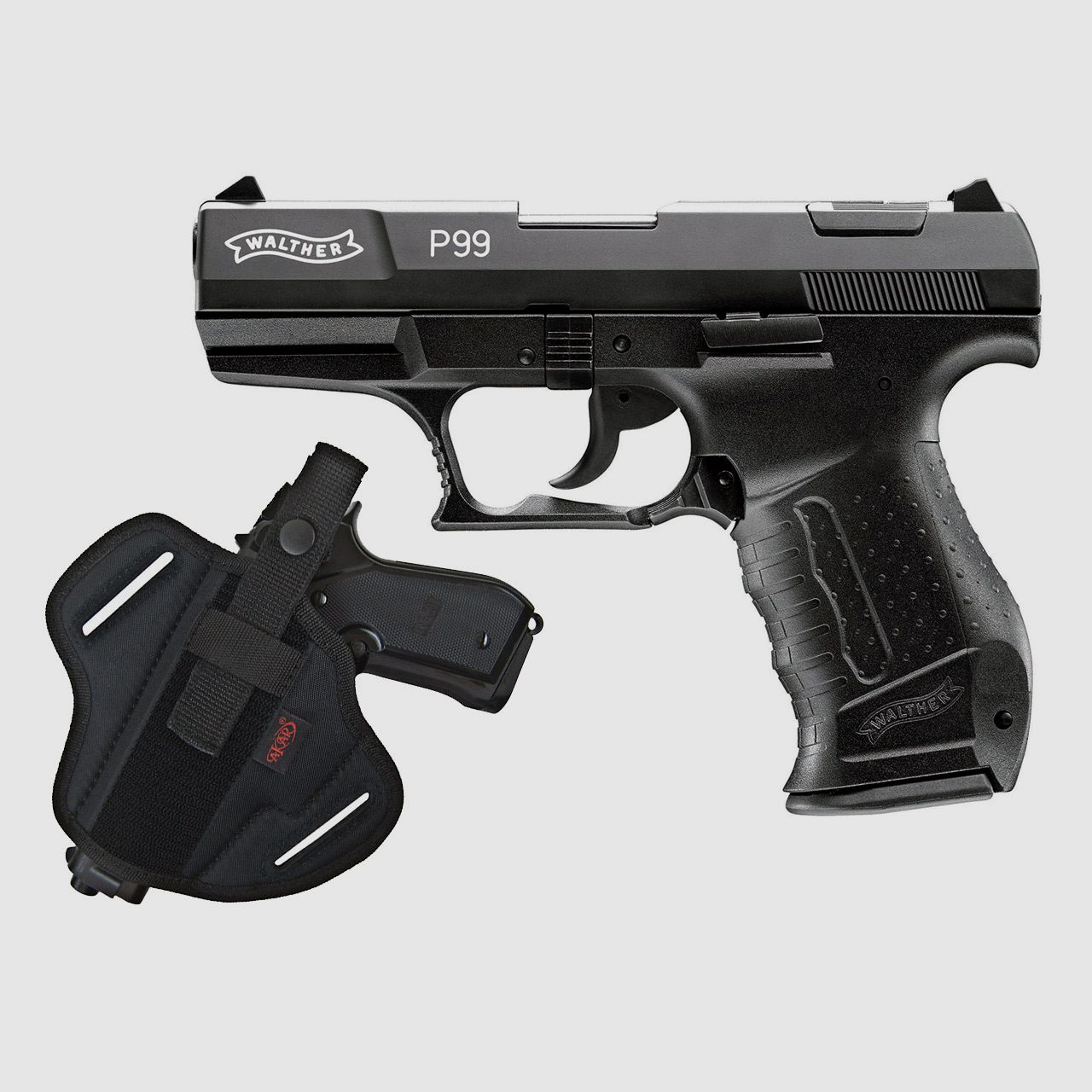 Schreckschuss Pistole Walther P99 schwarz Kaliber 9 mm P.A.K. (P18) + Universalholster