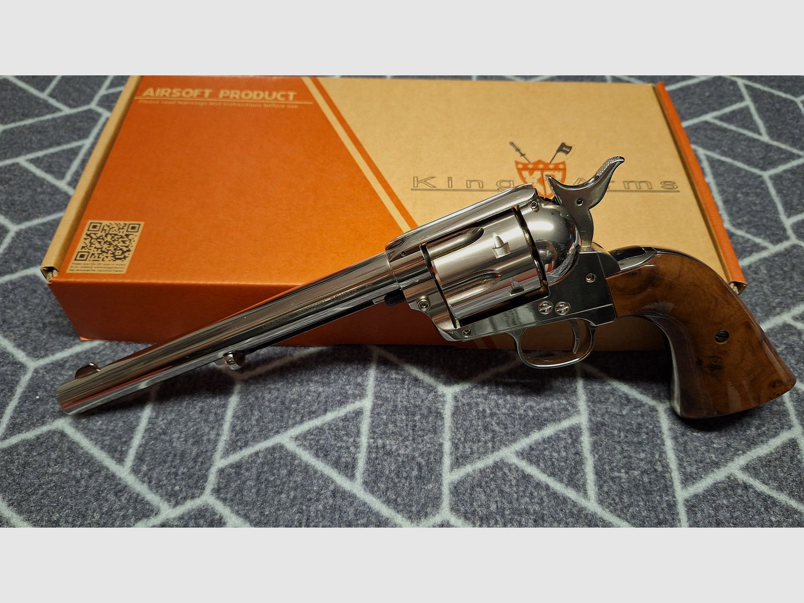 King Arms SAA .45 Peacemaker 7,5 Zoll Revolver CO2 6mm BB silber-chrome Finish
