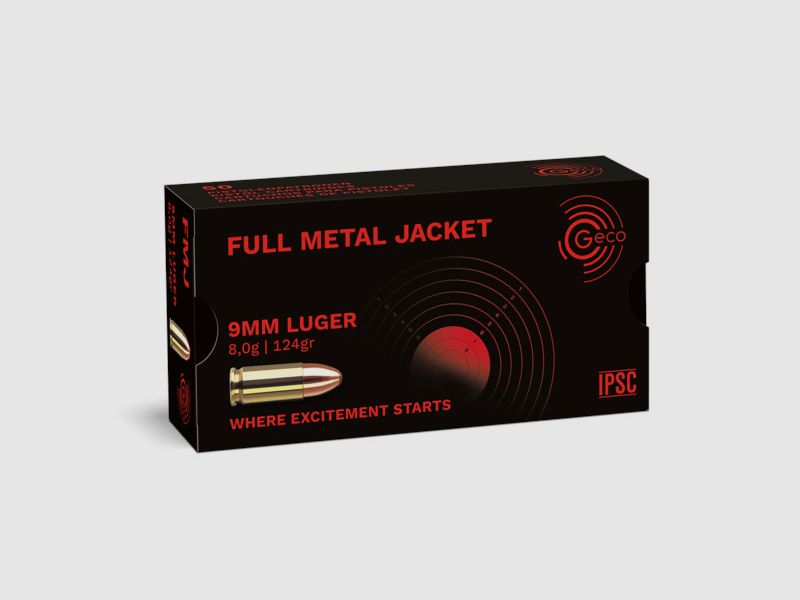 Geco 9 mm Luger 124 gr FMJ 1000 pièces