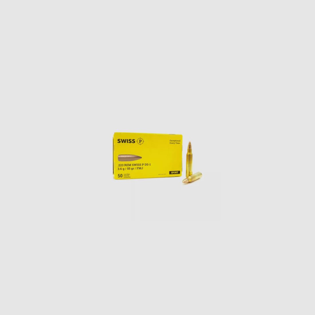 SWISS-P Gewehrmunition Kal. .223 Rem FMJ 3,6 g/55 gr (Chargennr. T-26-066)