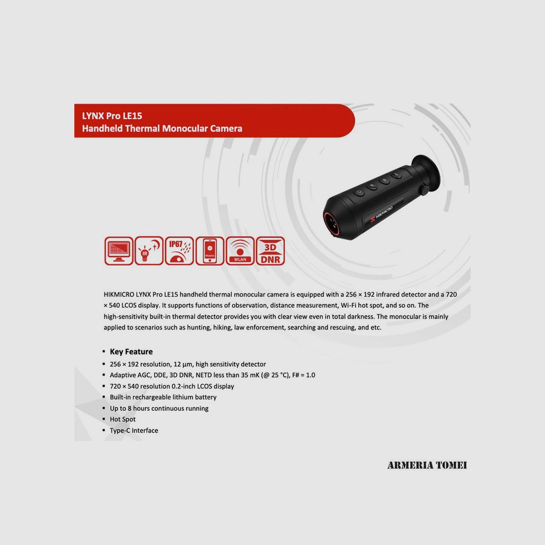 MONOKULAR WÄRMEBILD – HIKMICRO – LYNX Pro LE15 Dig.Zoom 1.42/11.46x Entfernungsmesser 8G Wifi 720×540 Linse 15mm (A), Bild 2 von 4