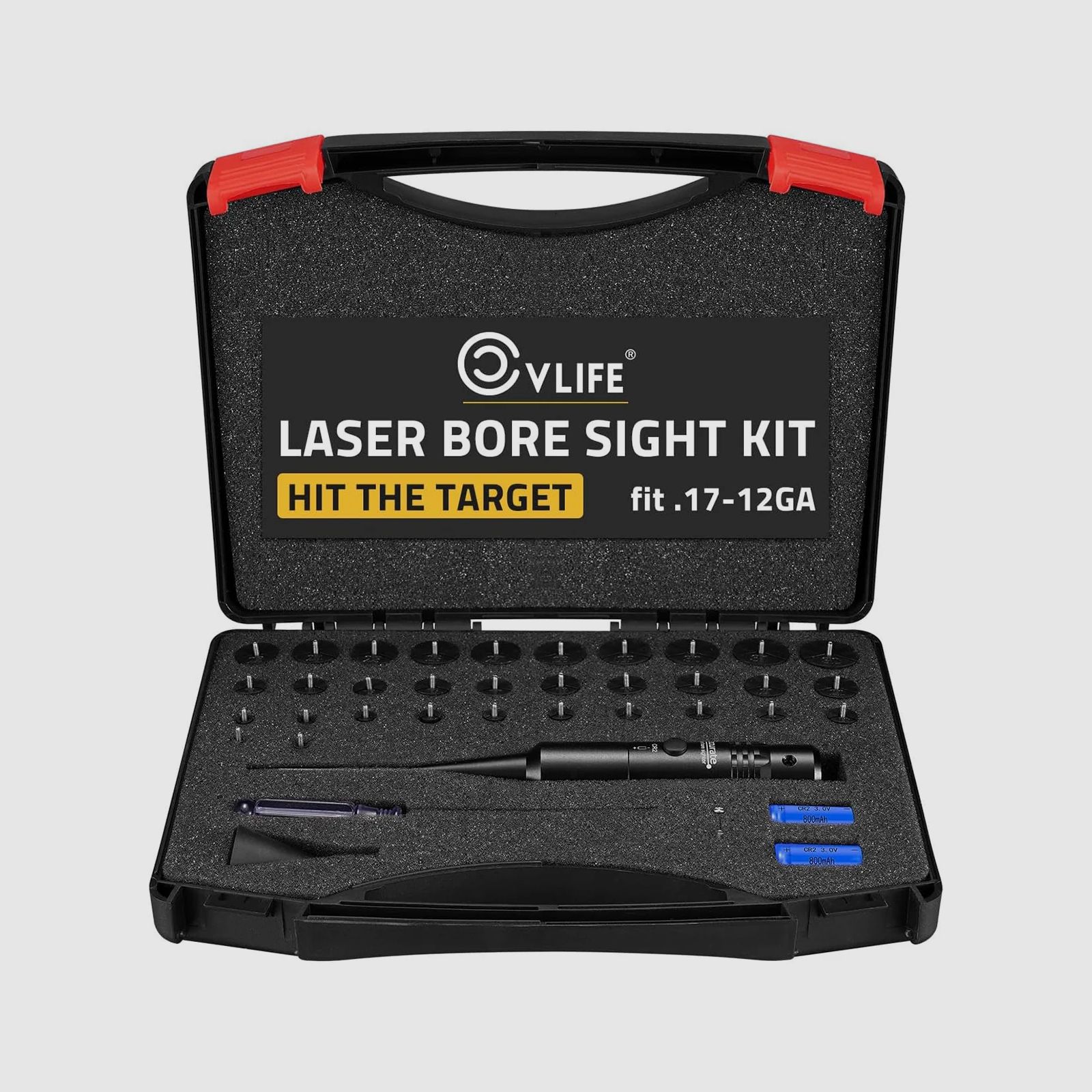 CVLife Bore Sight Laser - 32 Adaptern für Kaliber von 0,17 bis 12GA