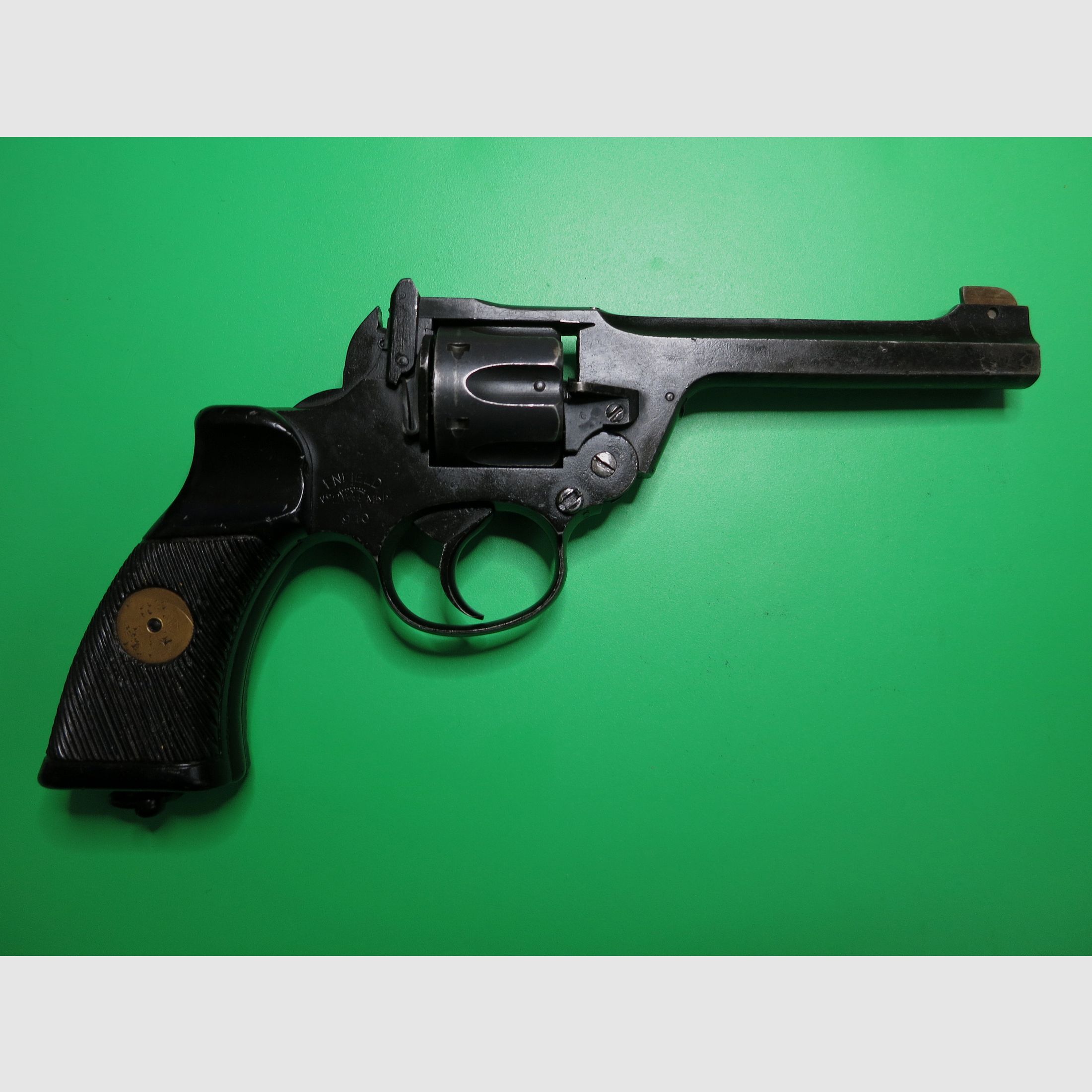 Orig. Enfield No. 2 Mark I. ORION Schreckschußrevolver 9mm R Knall, “War Finish”, absolute Rarität, PTB257, super selten!      #38