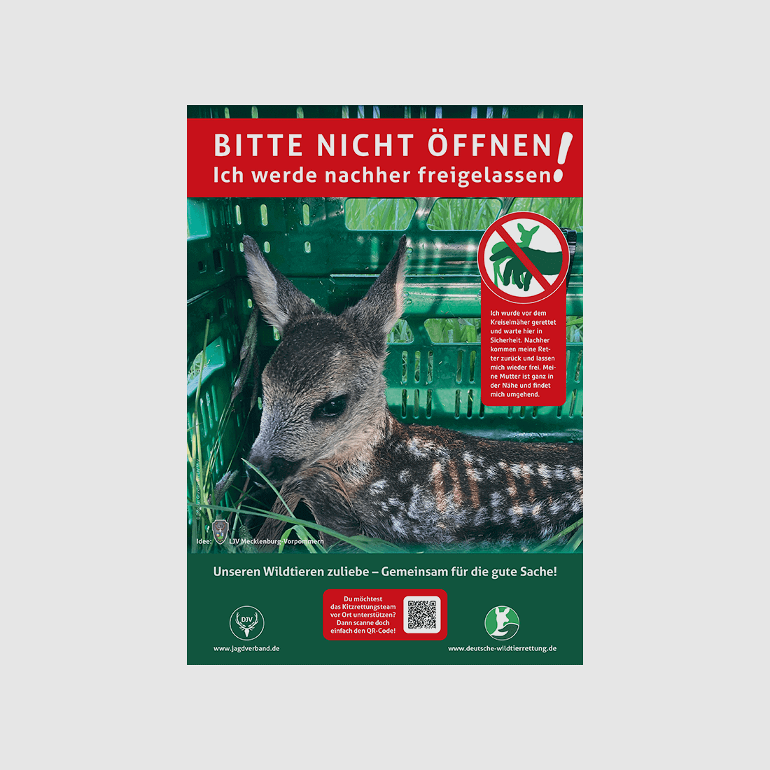 Hinweisschild Kitzrettung "Bitte nicht öffnen" A4