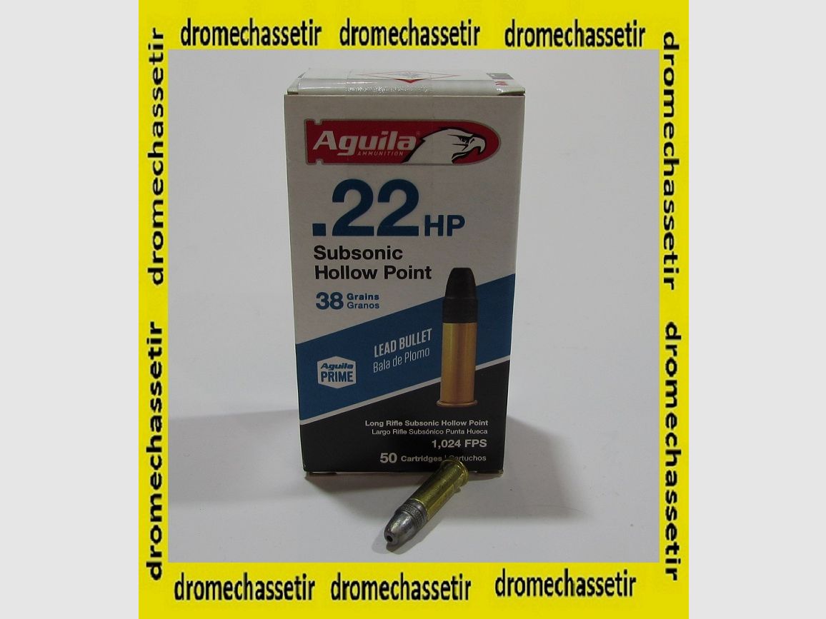 Doos van 50 patronen 22LR Aguila subsonic hollow point 38 grains Lood