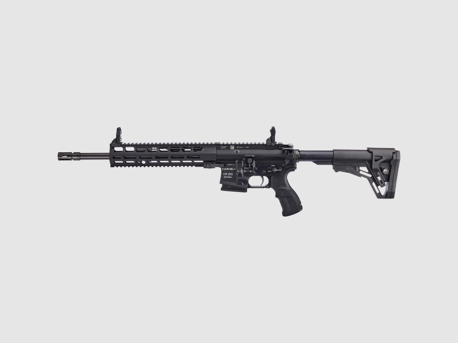 Fucile semiautomatico Haenel CR 223 M-LOK guardia a mano .223 Rem. lunghezza della canna 368 mm | Grilletto diretto lungo nero non approvato per lo sport