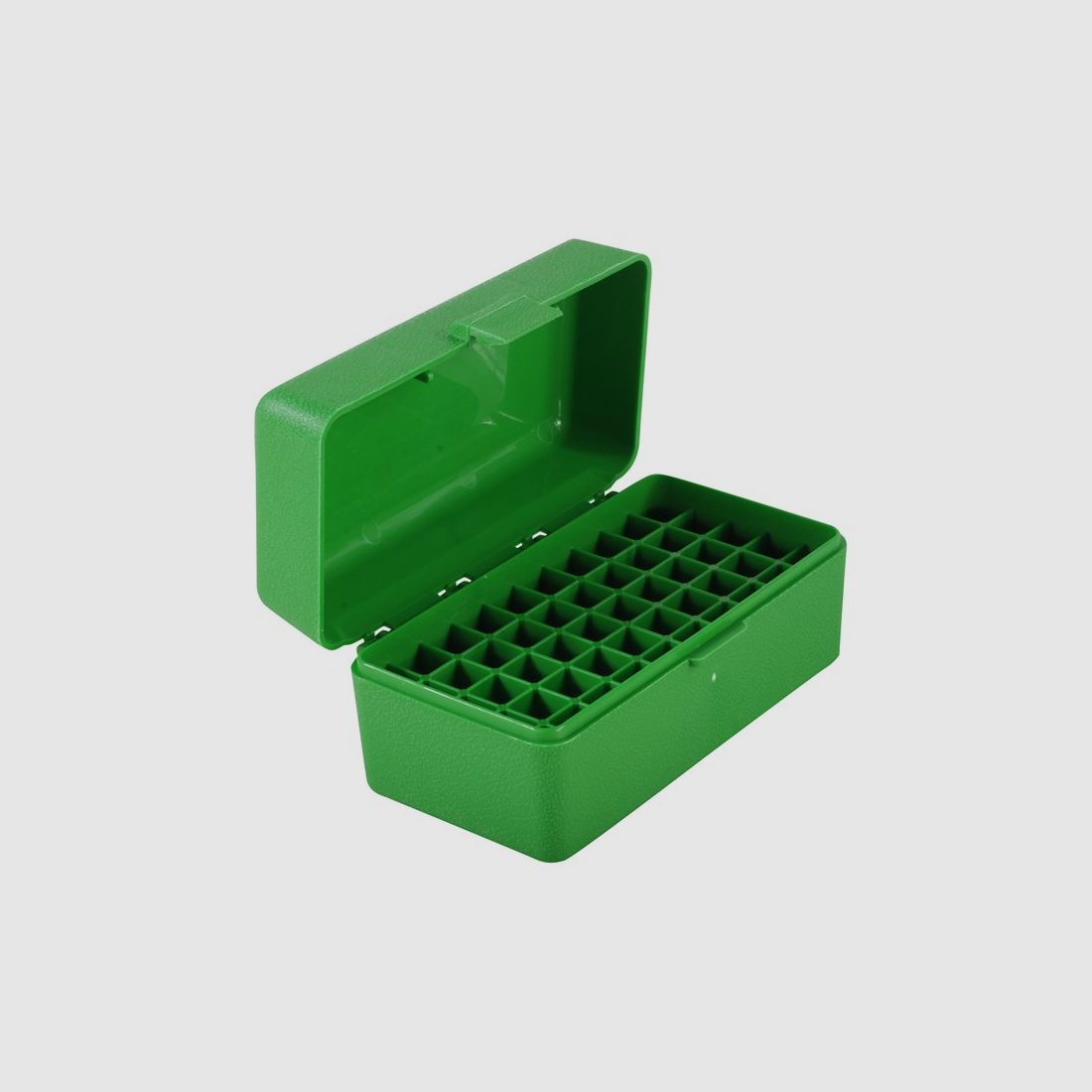 MTM scatola per cartucce RS-S-50-10 verde con coperchio a ribalta per 50 cartucce .22 PPC e altre.
