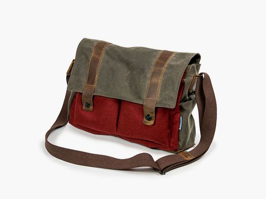Steinkauz Umhängetasche Landeck Rot/Wax-Oliv