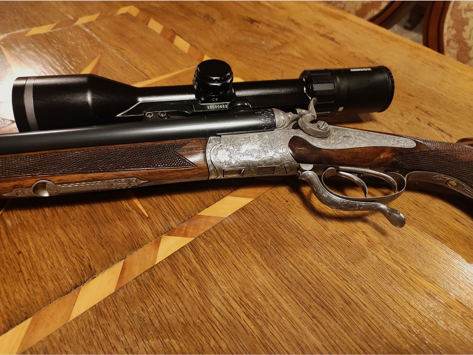 Neuwertiger Ferlacher Drilling 5,6x50R Mag 16/70 Hahndrilling Rouxverschluss kein Krieghoff Blaser Merkel Nimrod Suhl Simson Collath