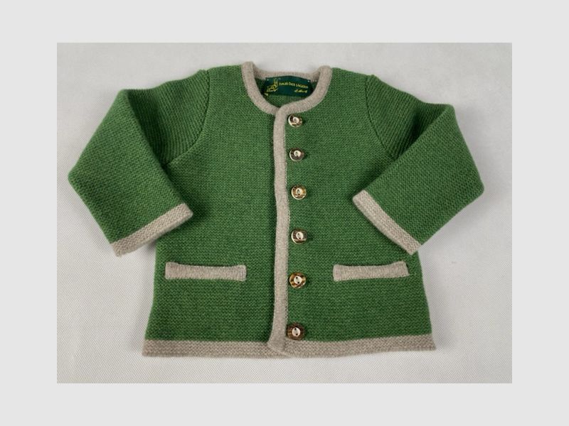 Kinder Strickjacke Merinowolle in Grün/Beige, Bild 1 von 2