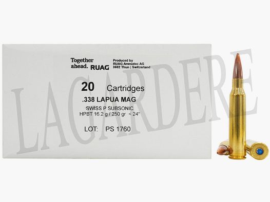 RUAG HPBT 250 GRS SUBSONIC SWISS P (Patrone mit Geschoss)