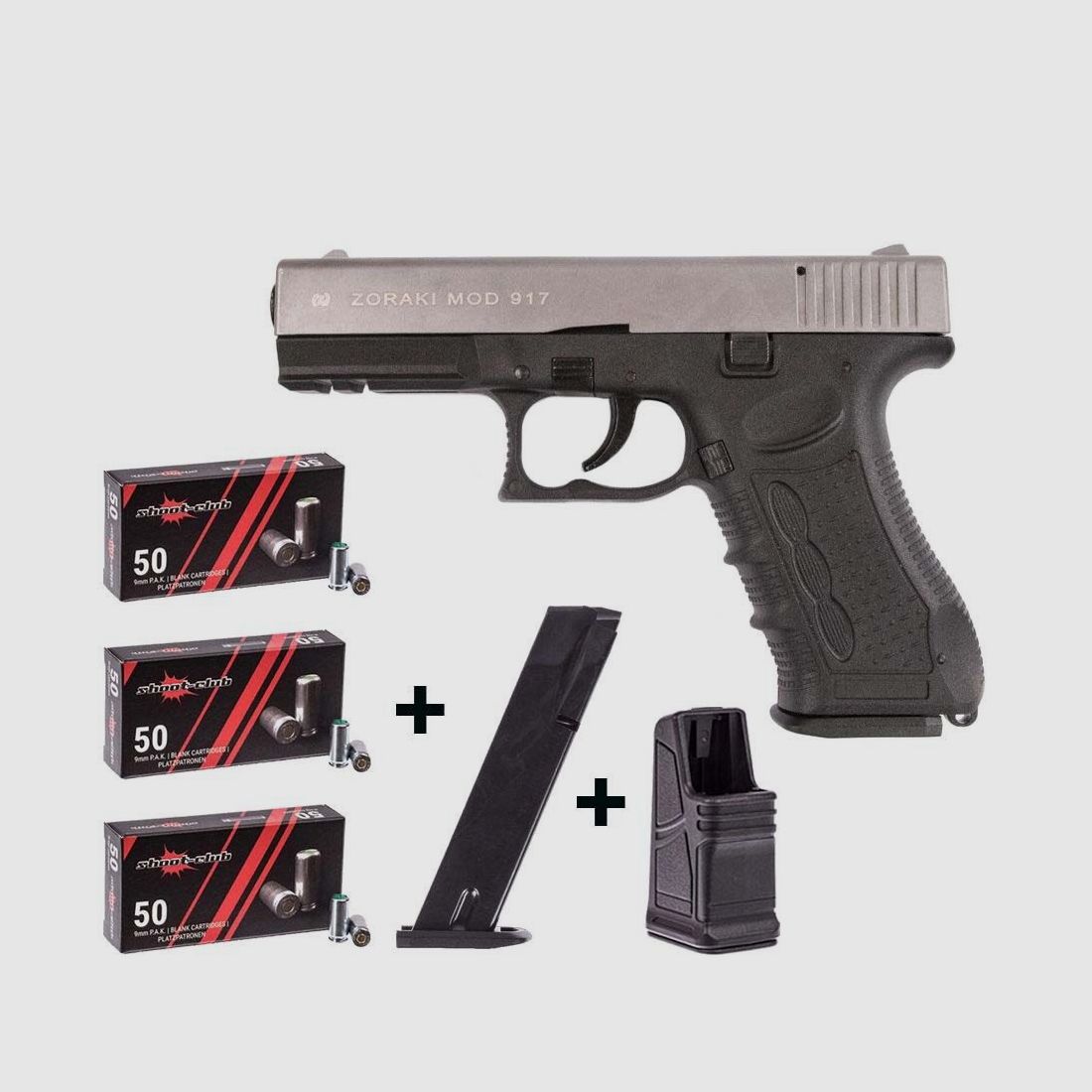 Zoraki	 Zoraki 917 Matt Chrom 9 mm P.A.K. Platzpatronen-Set