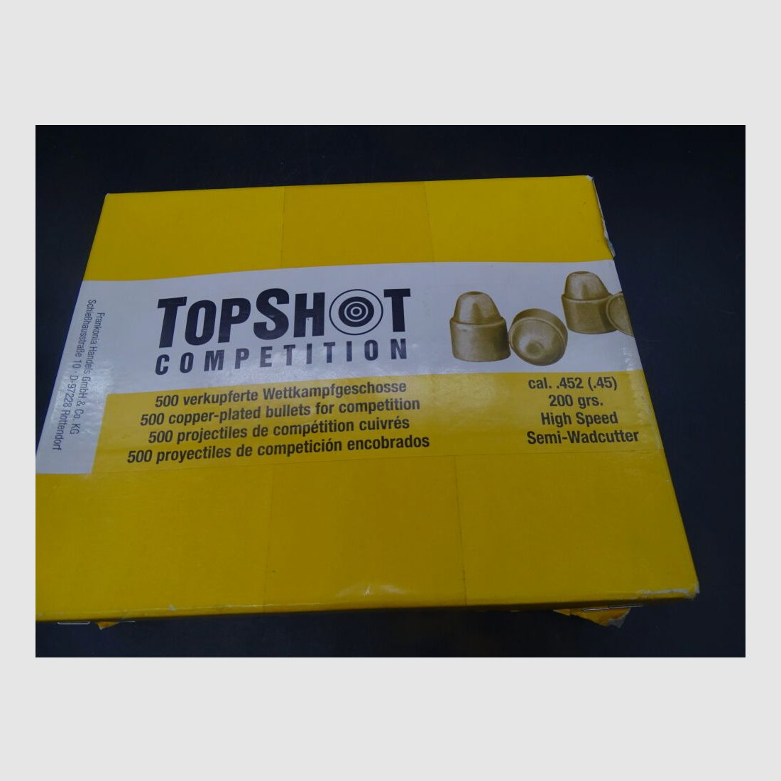 Topshot Semi Wadcutter calibro .45 Dia. .452 200gr 500 pezzi Semi Wadcutter