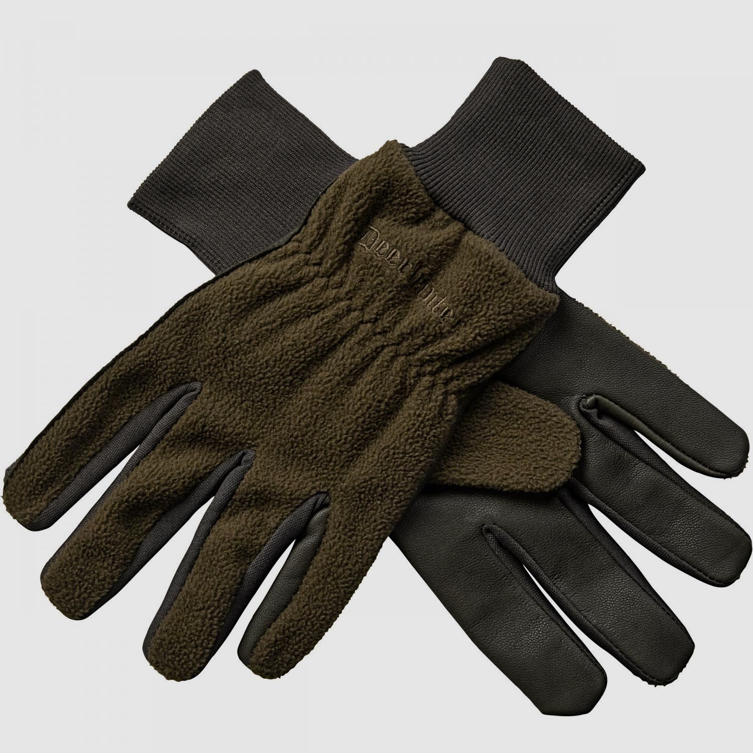 Fleece gloves with leather (Art Green)