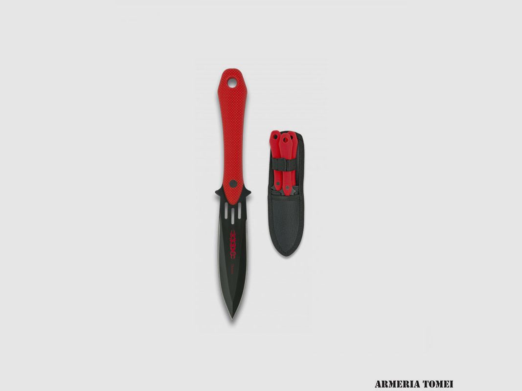 MESSER – ALBAINOX – SET 3 WURFMESSER ABS-HEFT ROT MIT SCHEIDE 18,9 cm