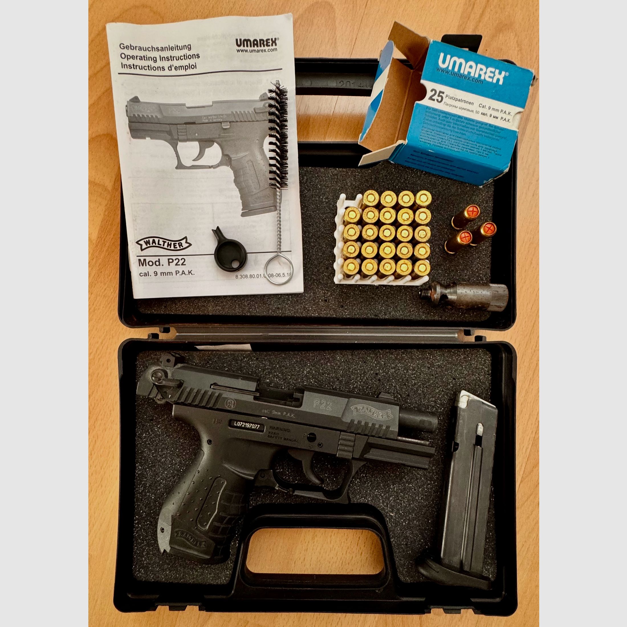 Umarex 308.02.00 Walther Schreckschusspistole P22 9mm PAK m. Holster und Patronen