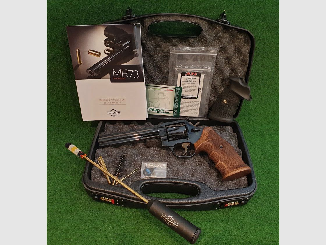 MANURHIN MR73 "SPORT" 6"Zoll Lauflnge, .357 Magnum, Nill Nussbaum Griff +Trausch Gummigriff