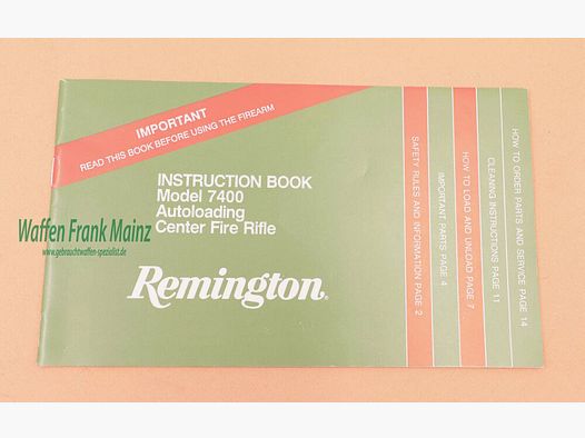 Remington - USA Bedienungsanleitung Mod.7400