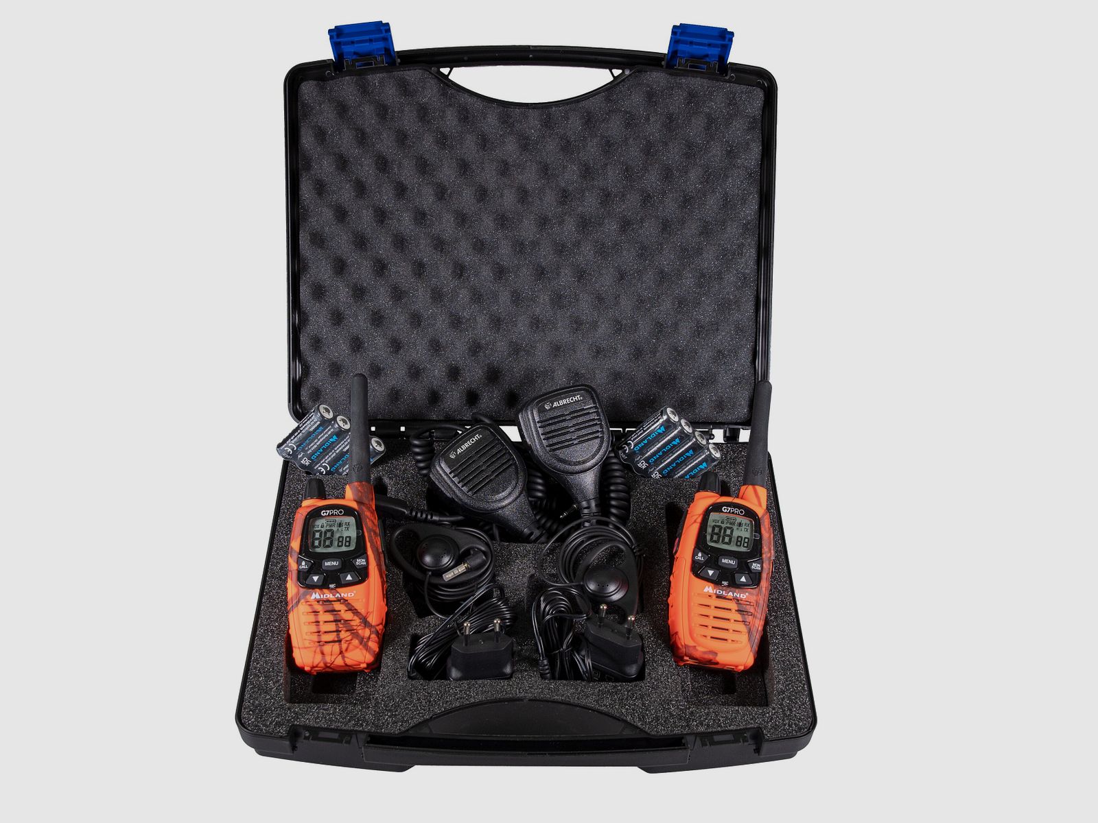 Midland G7 Pro case set with headsets and speaker microphones