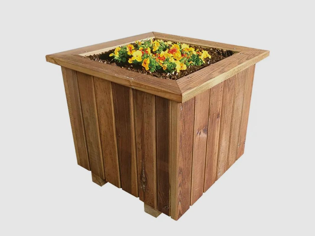 Quadratisches Blumenbeet aus geotextilem Holz 40 X 40 X 40 cm druckimprägniert, Bild 3 von 14