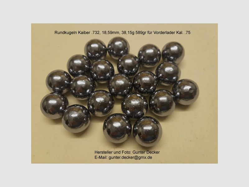 Rundkugeln Kal. .732 18,59mm, 589gr für Vorderlader Gewehre Kaliber .75