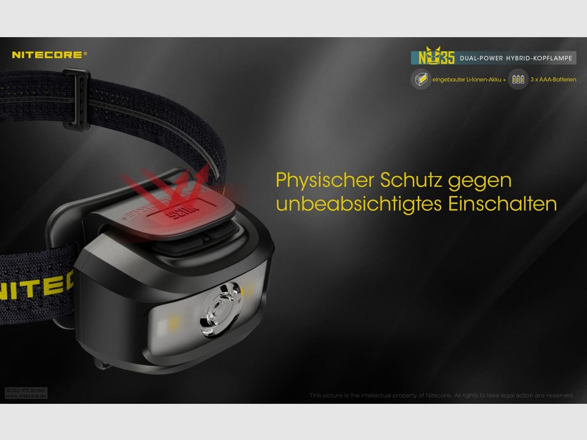 Nitecore NU35 Stirnlampe NU35 Dual Power
