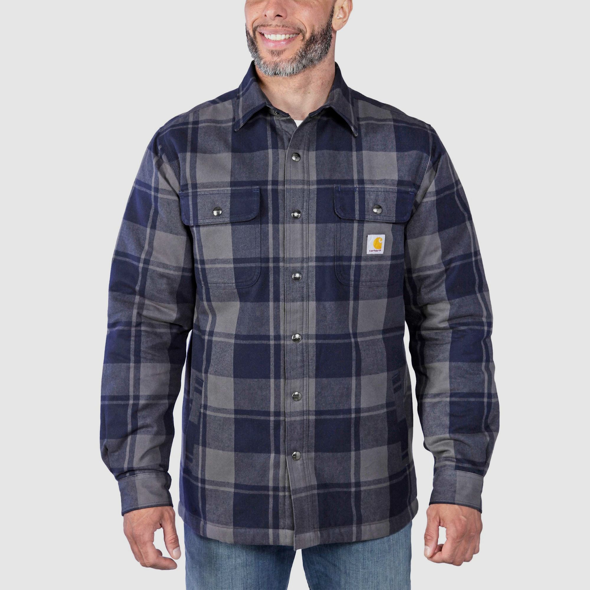 Carhartt Lined Flannel Shirt Jacket Mens Navy S