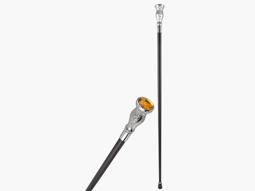 Walking stick with gold yellow stone