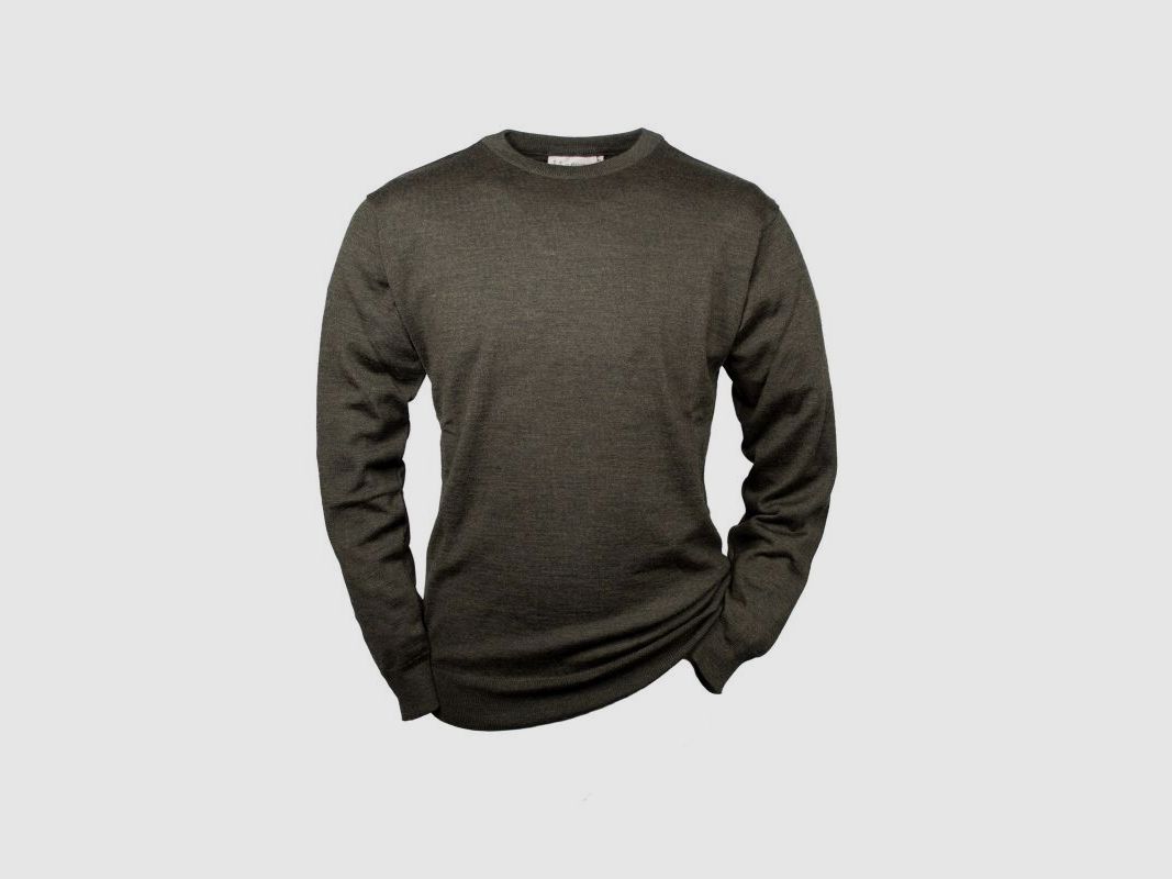 Hubertus Pullover Rundhals oliv/braun