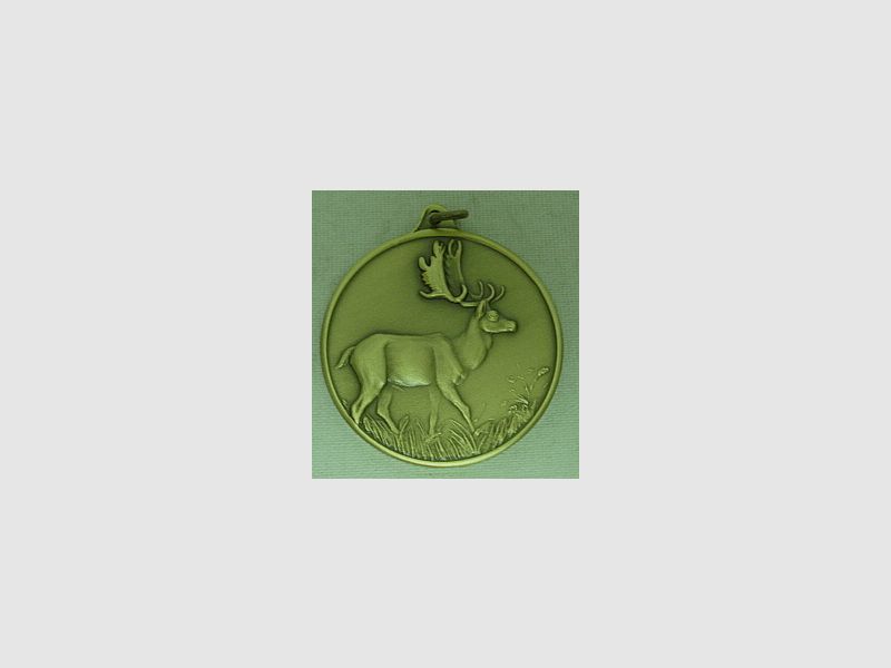 Jagdmedaille Damhirsch bronze - 40 mm, Ring und Öse