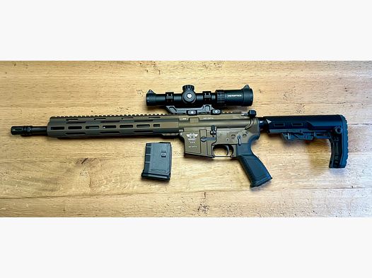 Neu! Messerschmitt AR 15 .223 Rem - 14,5" in Bronze mit ZF 1-6x24 Red Dot Funktion