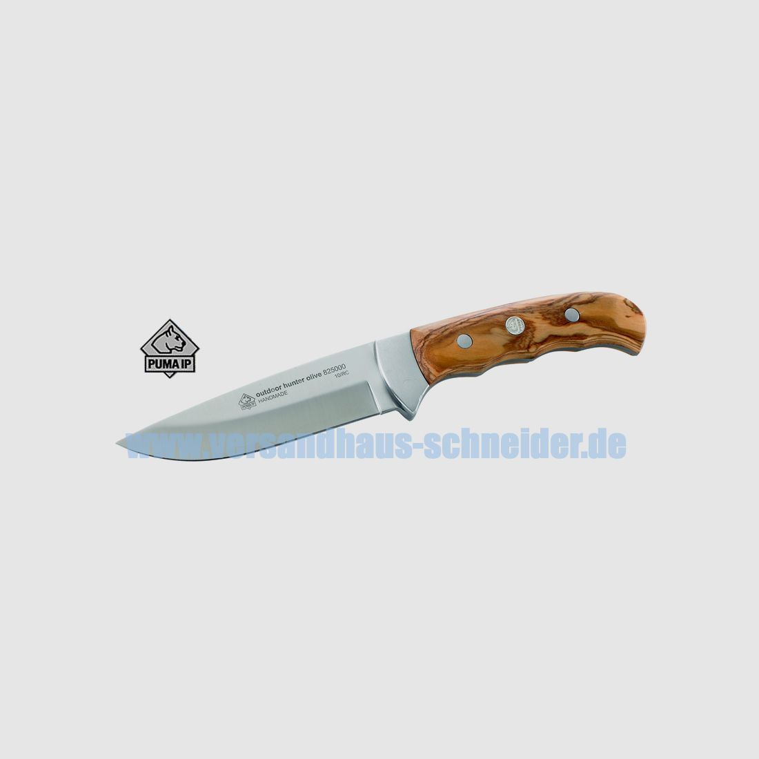 Puma IP Outdoor-Messer, Stahl 420, Olivenholz-Griffschalen, Neusilberbacke (P18)