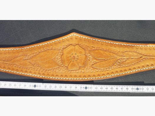 HKDesign Art. Nr.010 Cintura - Cintura da donna, stile western, completamente punzonata con motivo floreale, lunghezza totale 91 cm