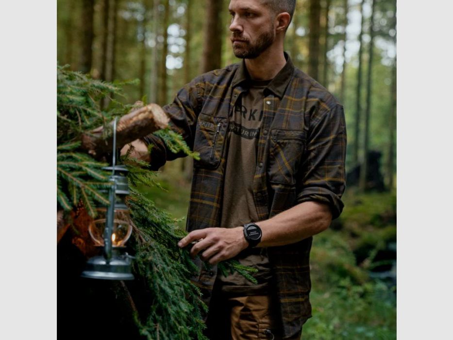 Härkila H-Flannel Shirt Pajala Long Sleeve | mellow brown check, image 5 of 8